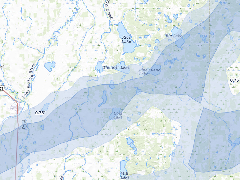 NEXRAD radar-signature map of the hail storm over Browerville, MN on Jun 29, 2026