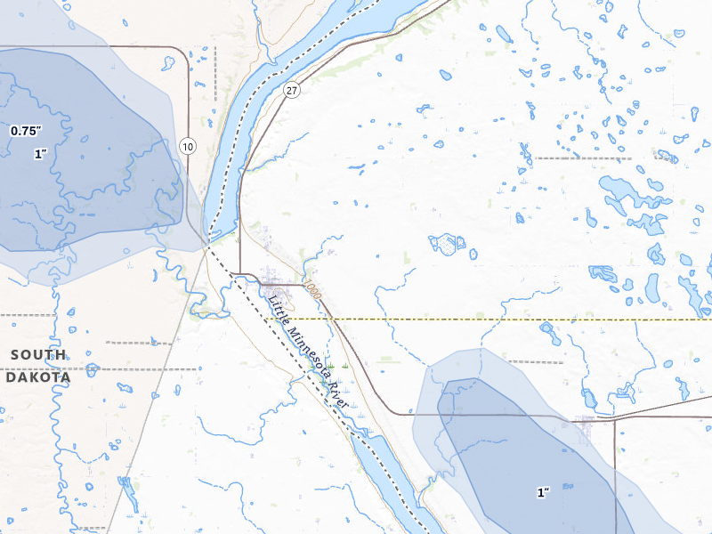 NEXRAD radar-signature map of the hail over Browns Valley, MN