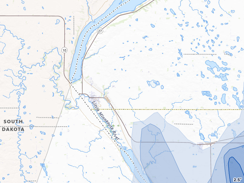 NEXRAD radar-signature map of the hail storm over Browns Valley, MN on Jul 6, 2026