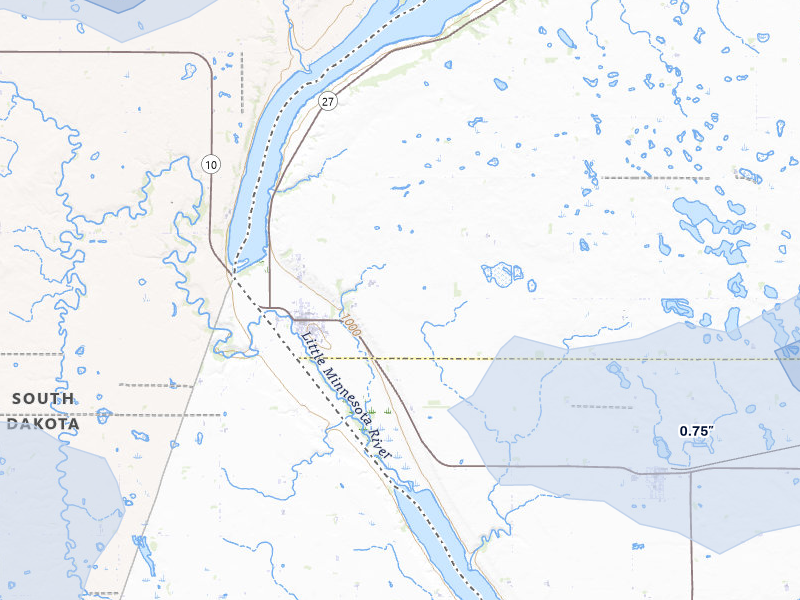 NEXRAD radar-signature map of the hail storm over Browns Valley, MN on Jul 7, 2026