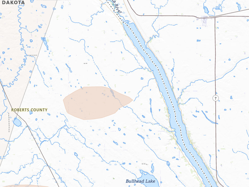 Radar-estimated hail-size map of the storm over Browns Valley, MN on Aug 6, 2026