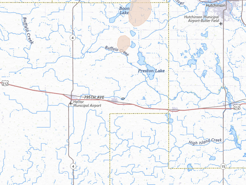 Radar-estimated hail-size map of the storm over Buffalo Lake, MN on Apr 23, 2026