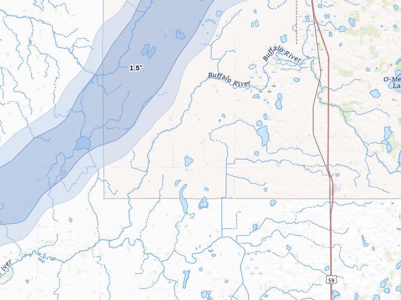 NEXRAD radar-signature map of the hail storm over Callaway, MN on Jun 29, 2026