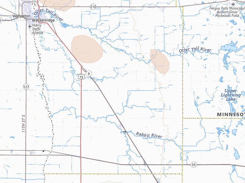 Radar-estimated hail-size map of the storm over Campbell, MN on Jul 4, 2026