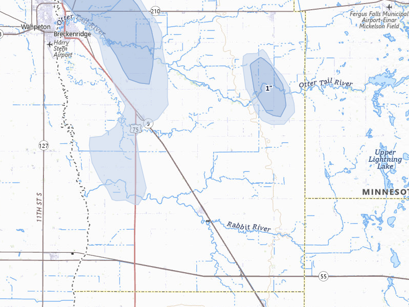 NEXRAD radar-signature map of the hail over Campbell, MN