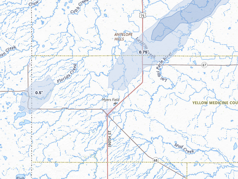 NEXRAD radar-signature map of the hail storm over Canby, MN on Jun 29, 2026
