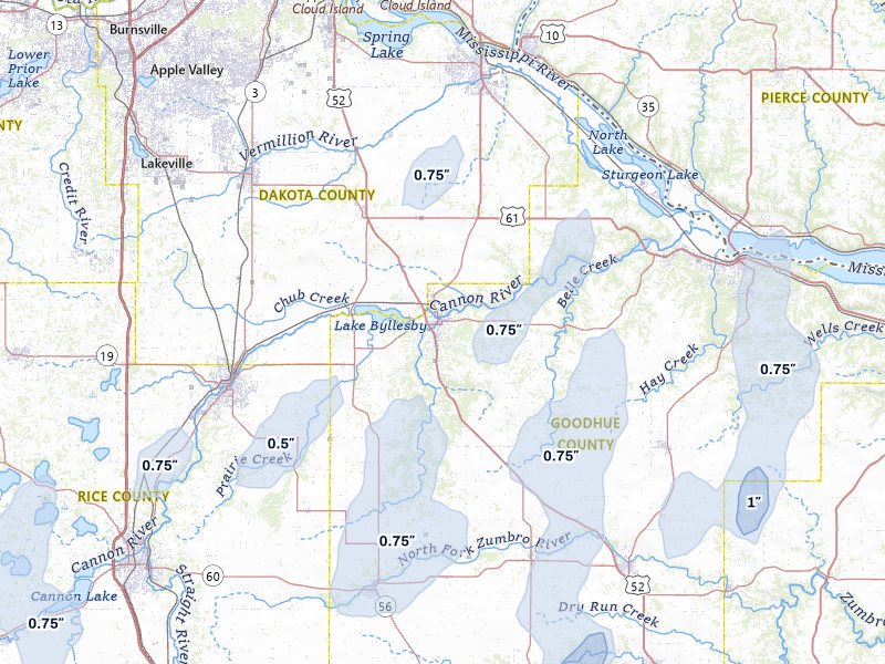 NEXRAD radar-signature map of the hail storm over Cannon Falls, MN on May 17, 2026