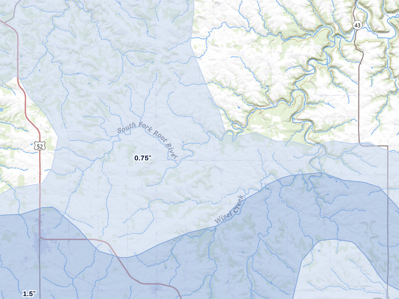 NEXRAD radar-signature map of the hail storm over Canton, MN on Jul 1, 2026
