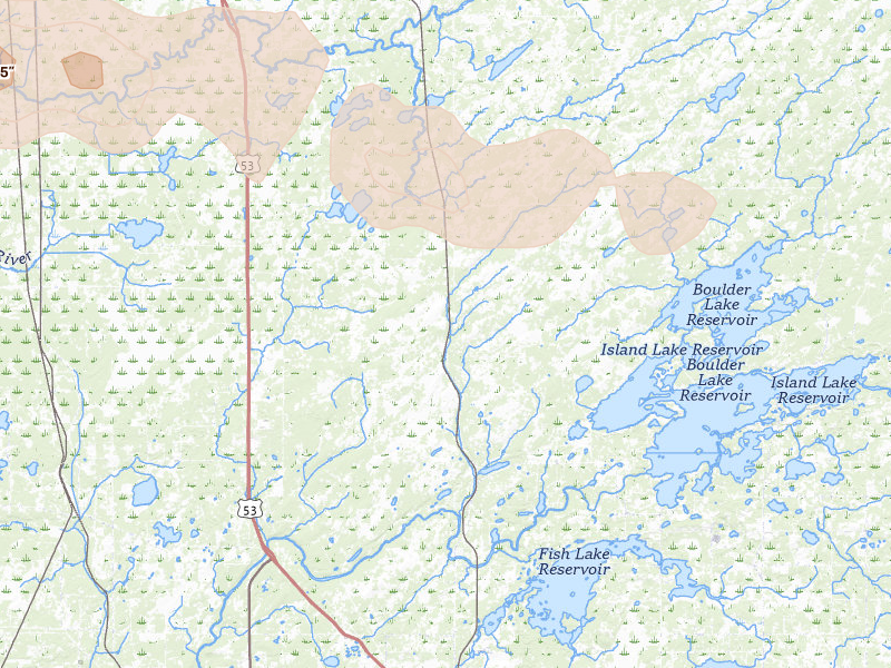 Radar-estimated hail-size map of the storm over Canyon, MN on Apr 12, 2026