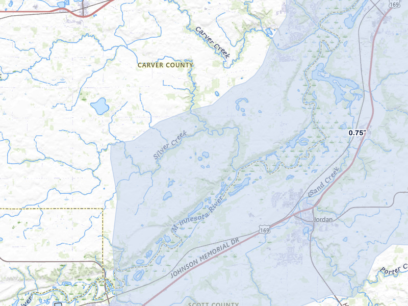 NEXRAD radar-signature map of the hail storm over Carver, MN on May 17, 2026
