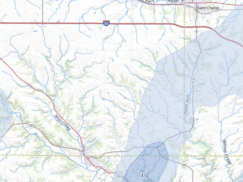 NEXRAD radar-signature map of the hail storm over Chatfield, MN on May 17, 2026