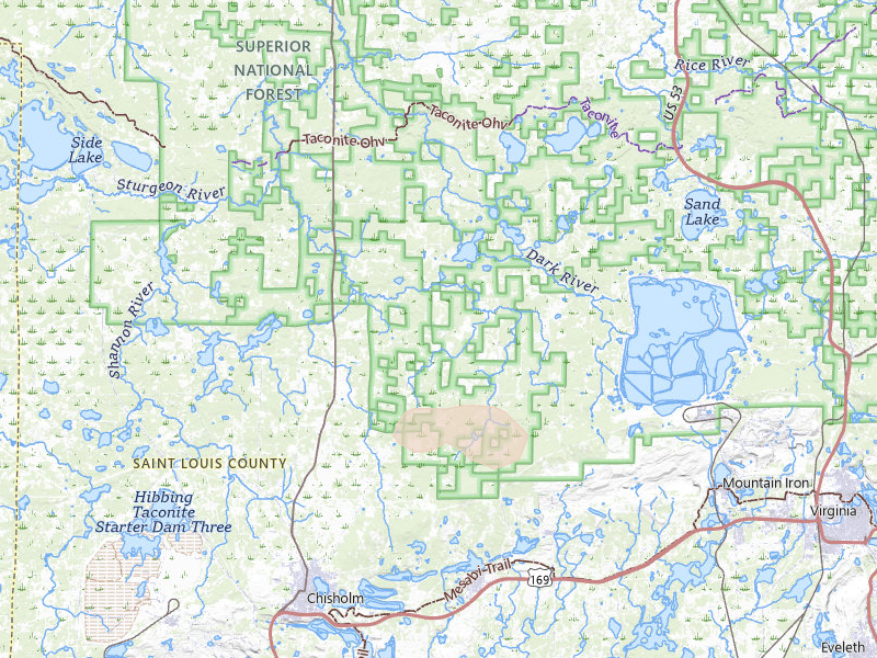 Radar-estimated hail-size map of the storm over Chisholm, MN on Aug 25, 2026