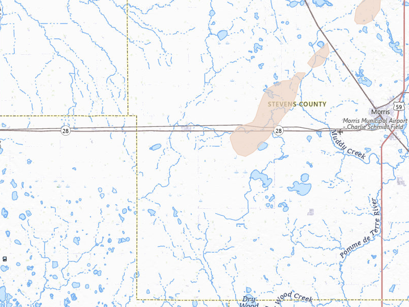 Radar-estimated hail-size map of the storm over Chokio, MN on Jun 29, 2026