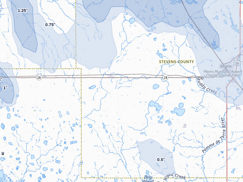 NEXRAD radar-signature map of the hail storm over Chokio, MN on Jul 6, 2026