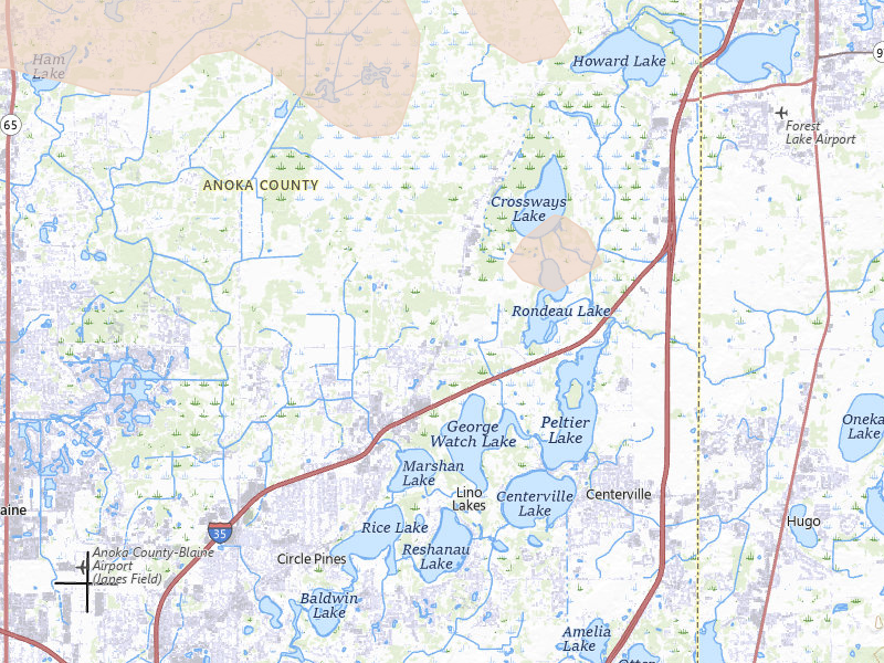 Radar-estimated hail-size map of the storm over Circle Pines, MN on Aug 8, 2026
