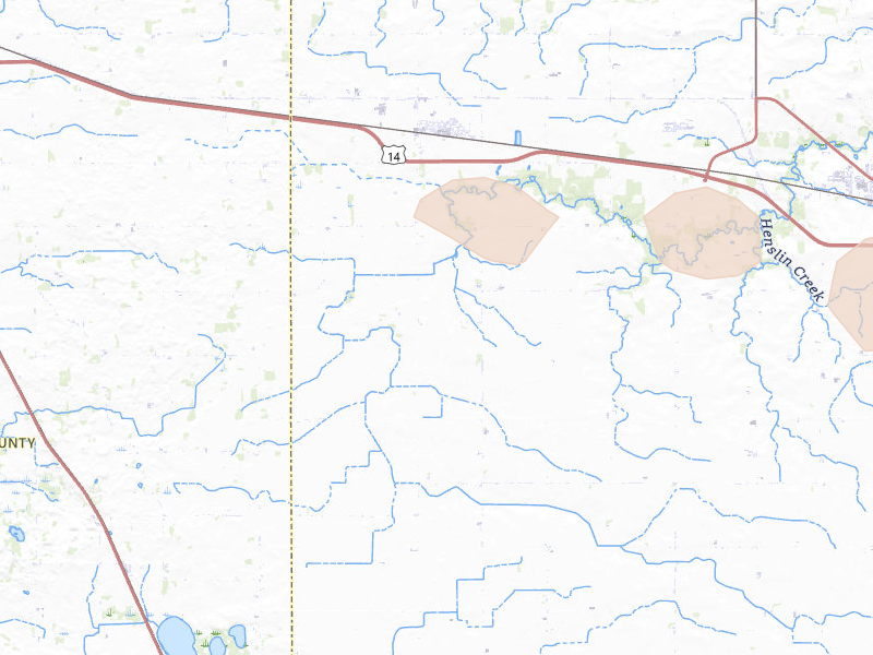 Radar-estimated hail-size map of the storm over Claremont, MN on Jul 19, 2026
