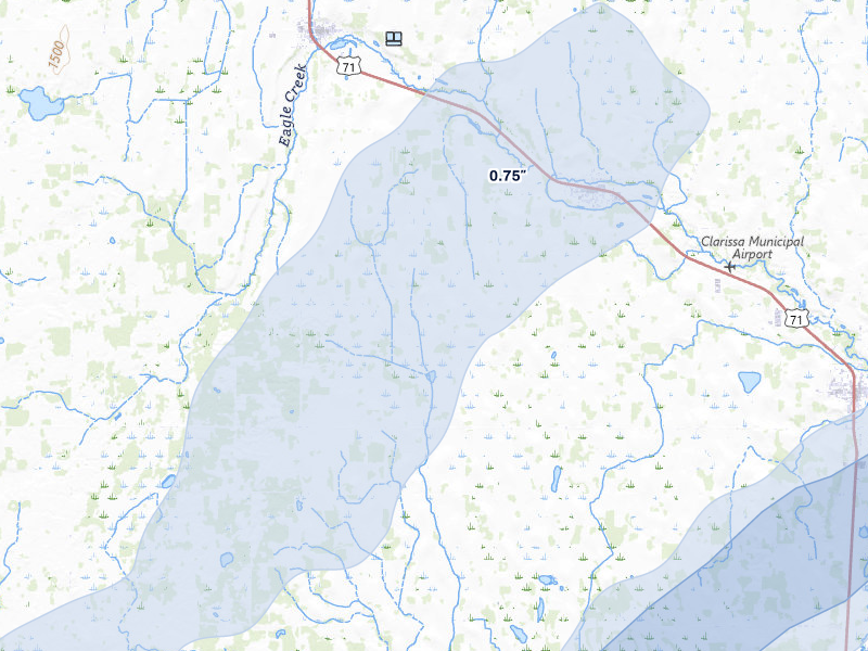 NEXRAD radar-signature map of the hail storm over Clarissa, MN on Jun 29, 2026