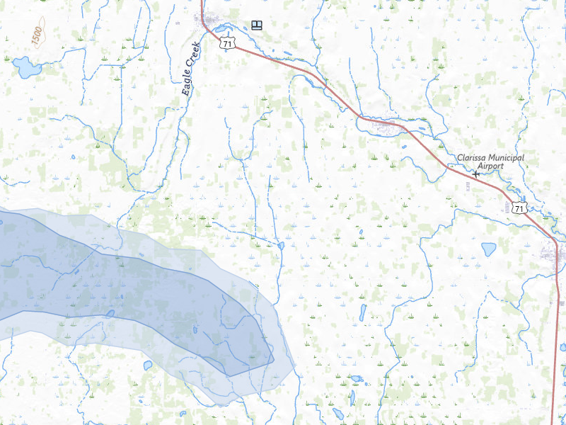 NEXRAD radar-signature map of the hail storm over Clarissa, MN on Jul 6, 2026