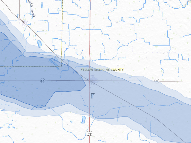 NEXRAD radar-signature map of the hail over Clarkfield, MN