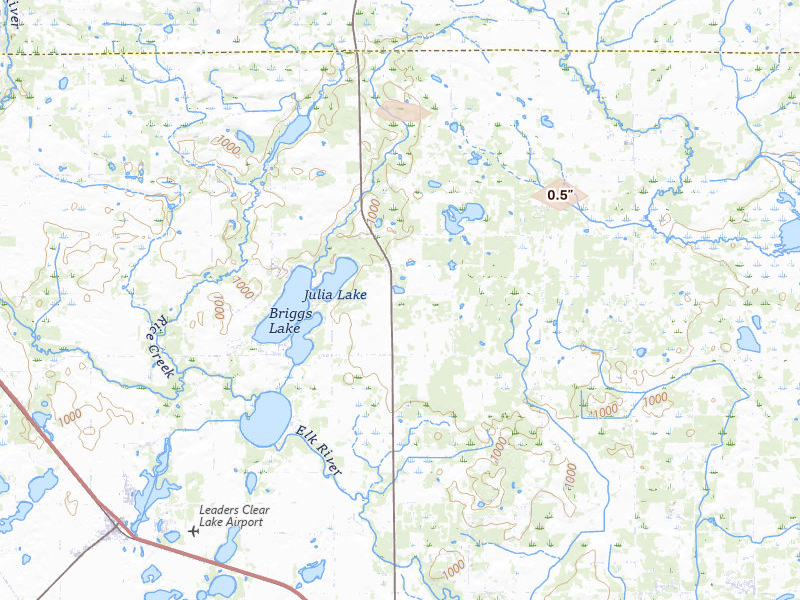 Radar-estimated hail-size map of the storm over Clear Lake, MN on Jun 19, 2026