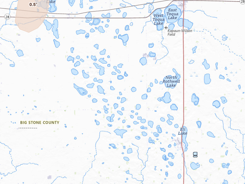 Radar-estimated hail-size map of the storm over Clinton, MN on Jul 10, 2026