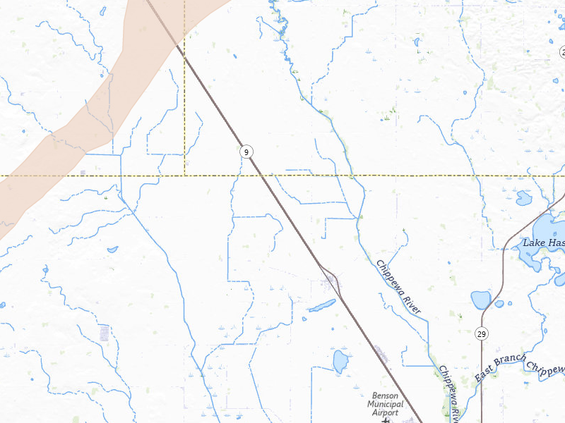 Radar-estimated hail-size map of the storm over Clontarf, MN on Jun 29, 2026
