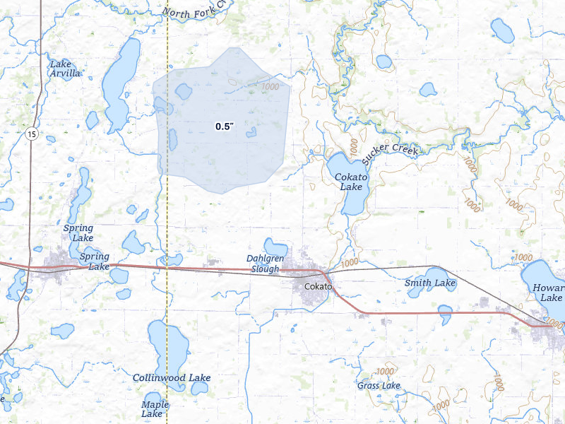 NEXRAD radar-signature map of the hail storm over Cokato, MN on May 11, 2026