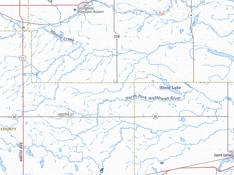 Radar-estimated hail-size map of the storm over Comfrey, MN on Apr 23, 2026