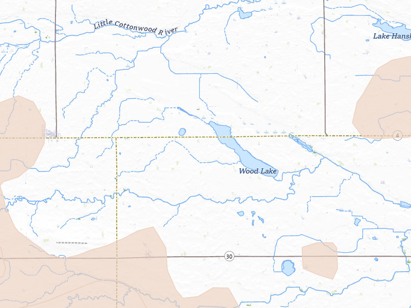 Radar-estimated hail-size map of the storm over Comfrey, MN on Jul 2, 2026