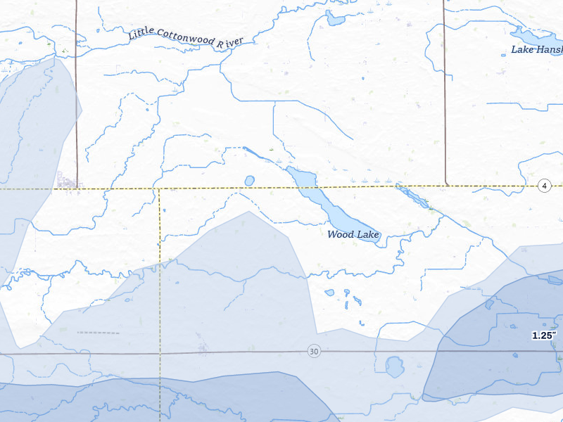 NEXRAD radar-signature map of the hail over Comfrey, MN