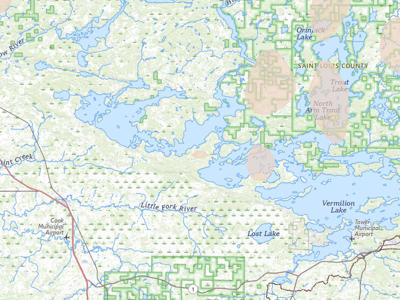 Radar-estimated hail-size map of the storm over Cook, MN on Aug 3, 2026