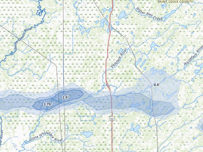 NEXRAD radar-signature map of the hail over Cotton, MN