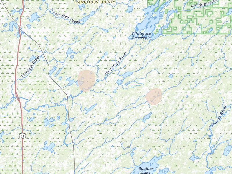 Radar-estimated hail-size map of the storm over Cotton, MN on Aug 3, 2026