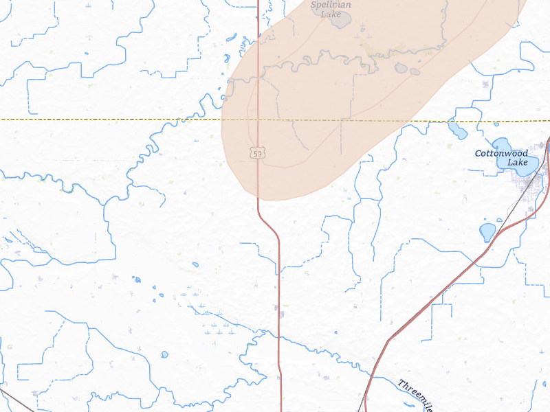 Radar-estimated hail-size map of the storm over Cottonwood, MN on Jun 29, 2026