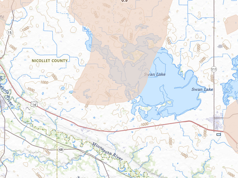 Radar-estimated hail-size map of the storm over Courtland, MN on Apr 17, 2026