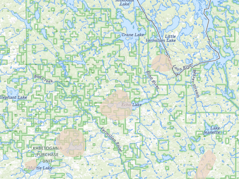 Radar-estimated hail-size map of the storm over Crane Lake, MN on Aug 3, 2026
