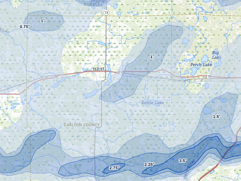 NEXRAD radar-signature map of the hail storm over Cromwell, MN on Jun 29, 2026