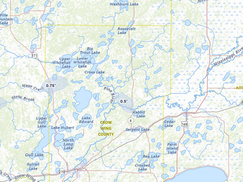 NEXRAD radar-signature map of the hail over Crosby, MN