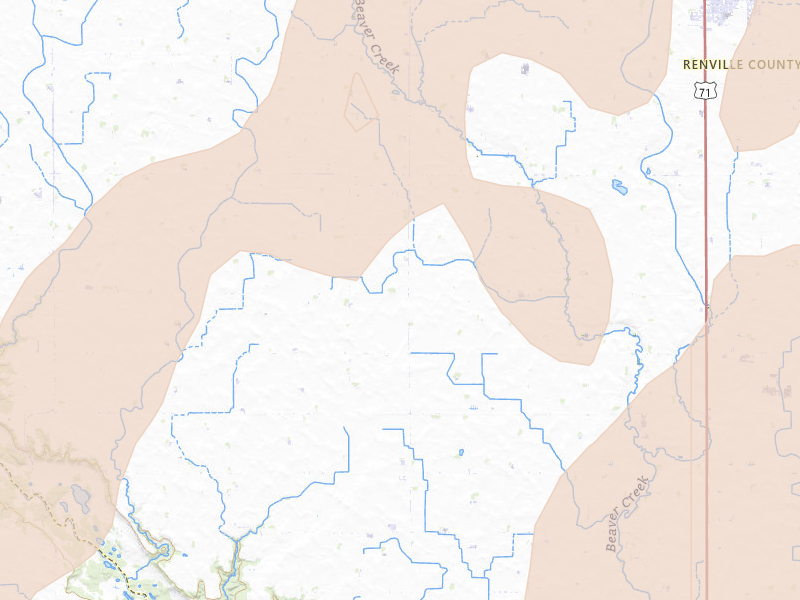 Radar-estimated hail-size map of the storm over Danube, MN on Jun 9, 2026