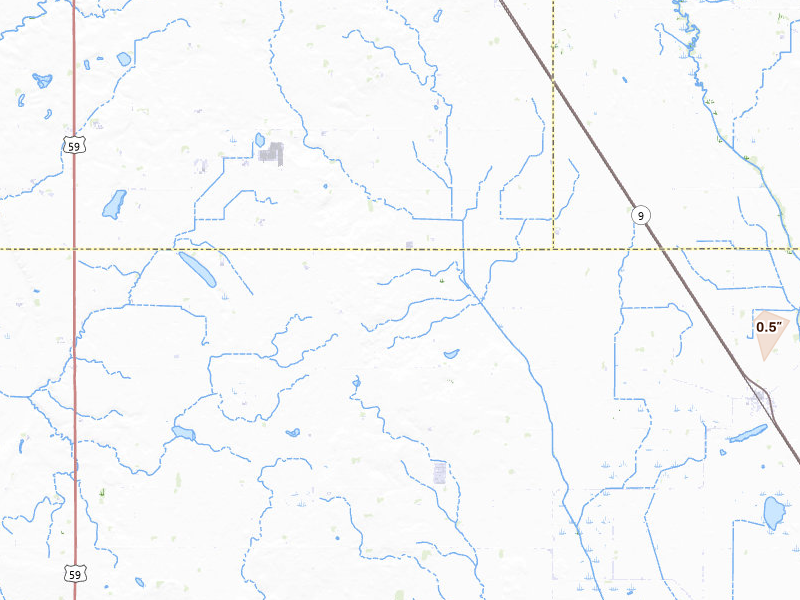 Radar-estimated hail-size map of the storm over Danvers, MN on Jul 7, 2026