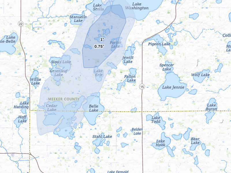 NEXRAD radar-signature map of the hail storm over Darwin, MN on Apr 17, 2026