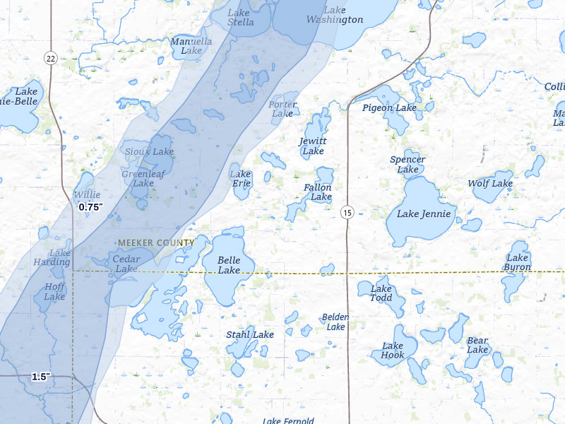 NEXRAD radar-signature map of the hail storm over Darwin, MN on Apr 23, 2026