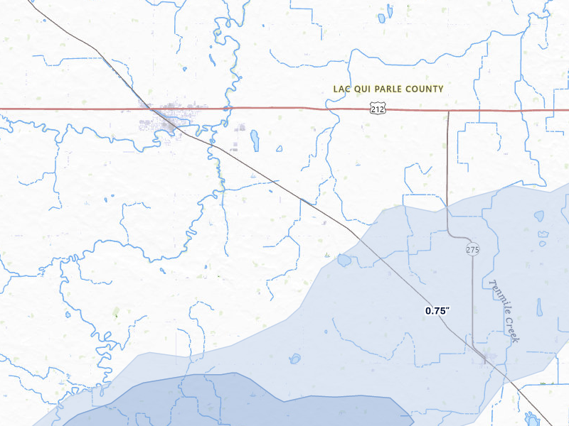NEXRAD radar-signature map of the hail over Dawson, MN