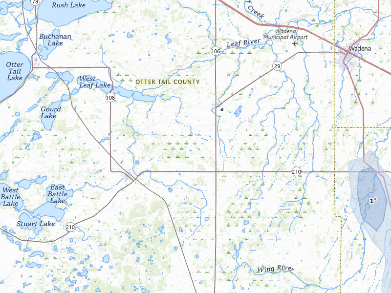 NEXRAD radar-signature map of the hail over Deer Creek, MN