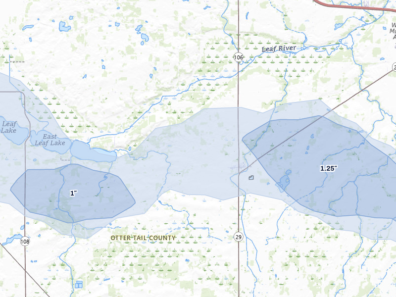 NEXRAD radar-signature map of the hail storm over Deer Creek, MN on Jul 6, 2026