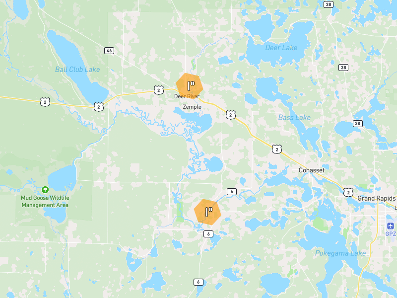 Hail map of Deer River, MN on Jun 29, 2026, hail up to 1"