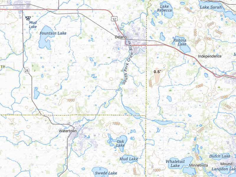 Radar-estimated hail-size map of the storm over Delano, MN
