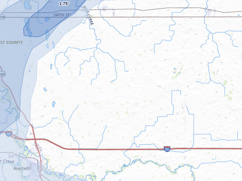 NEXRAD radar-signature map of the hail storm over Delavan, MN on May 15, 2026