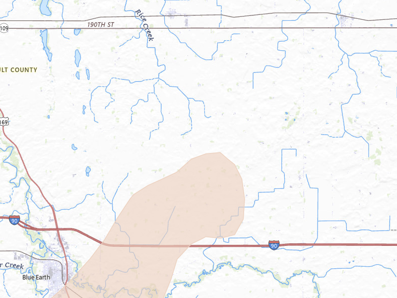 Radar-estimated hail-size map of the storm over Delavan, MN on May 18, 2026