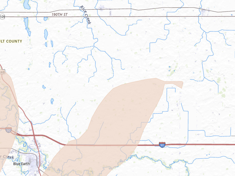 Radar-estimated hail-size map of the storm over Delavan, MN on Jun 30, 2026
